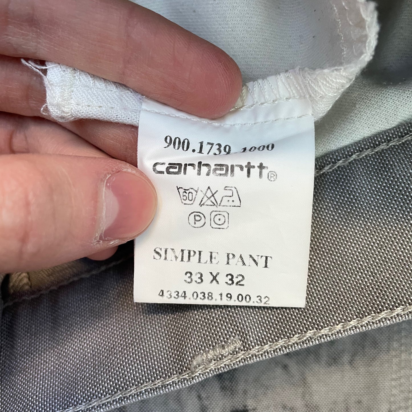 Custom Carhartt Grey Double Knee Work Pants – Grunge Distressed Bleached Effect | Vintage Workwear 1 of 1