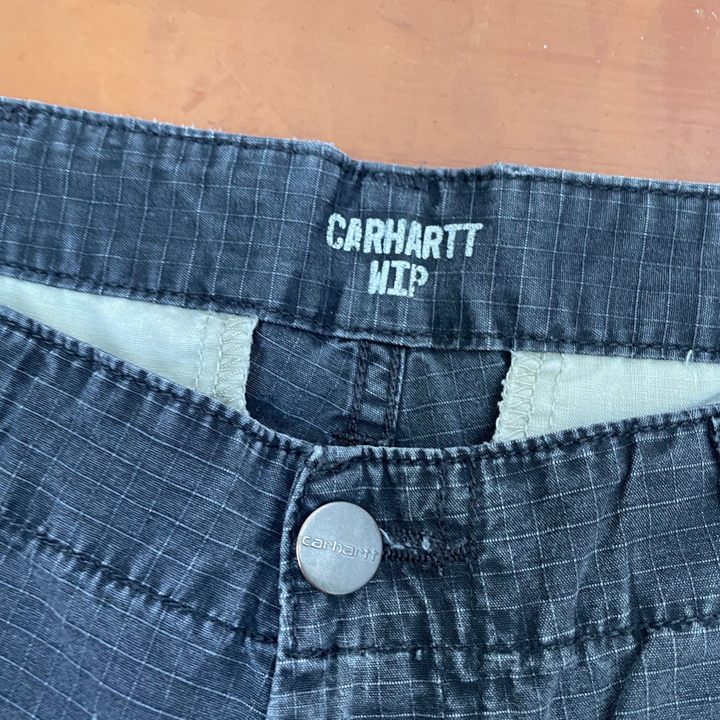 Custom Carhartt Black Cargo Pants – White Twin Tigers Print | Vintage Workwear 1 of 1