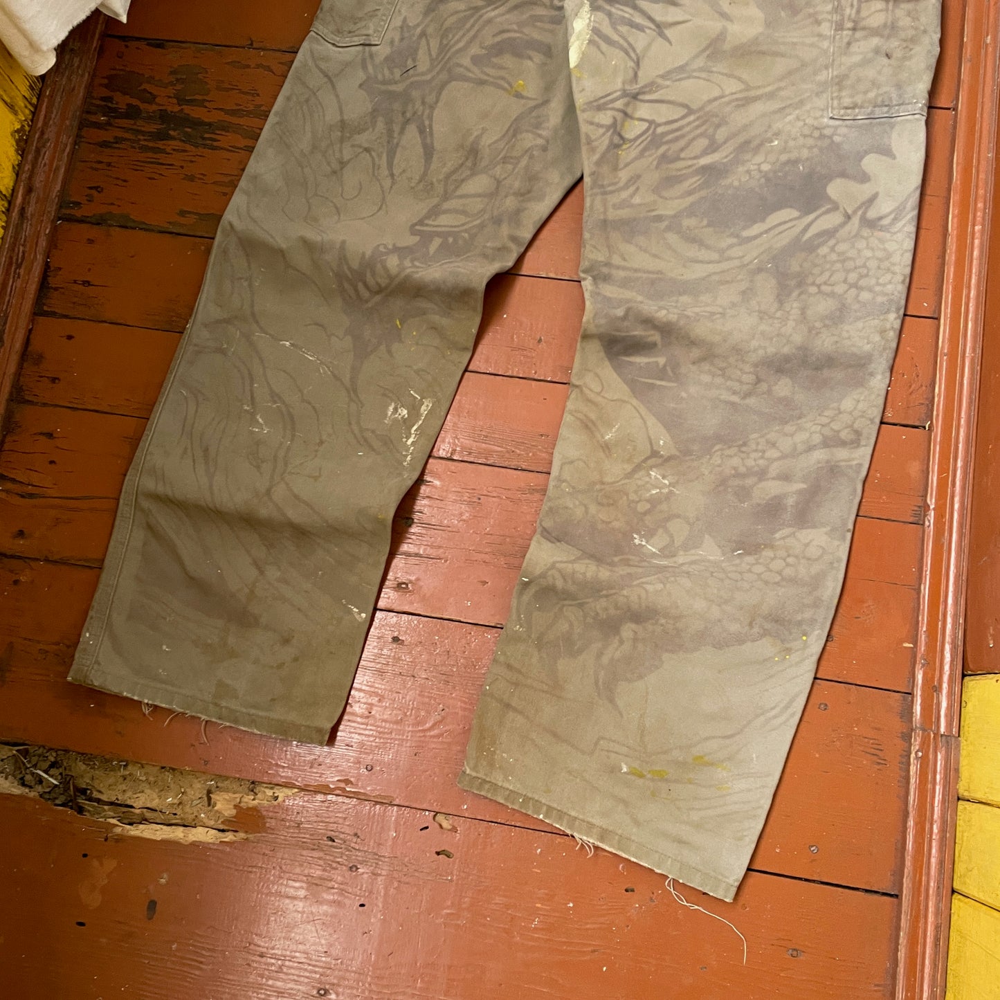 Custom Carhartt Dragon Work Pants โ 90s Faded Green | Vintage Utility Streetwear 1 of 1
