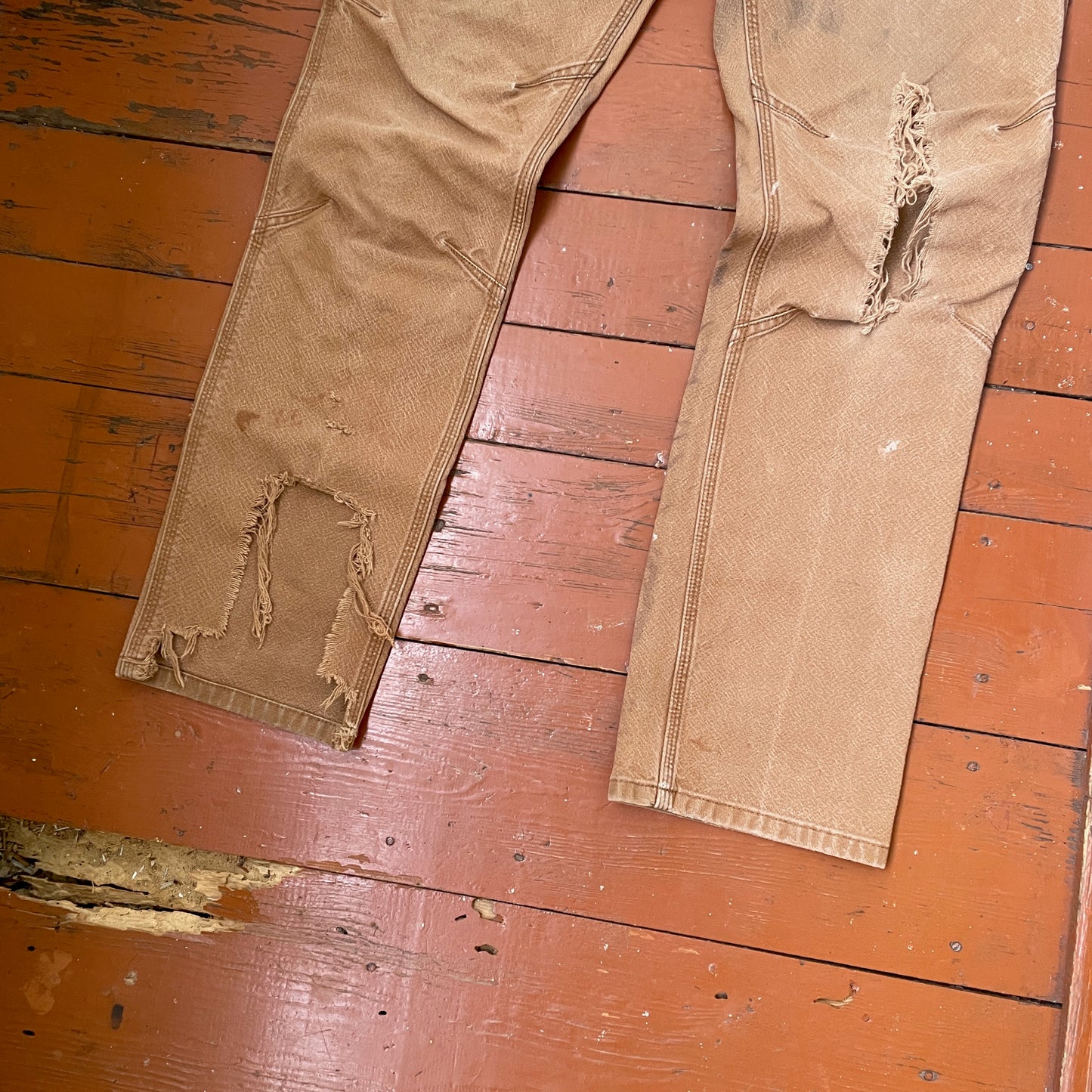 Custom Carhartt Dragon Pants โ Faded Dragon Print on Brown Canvas | Vintage Workwear 1 of 1