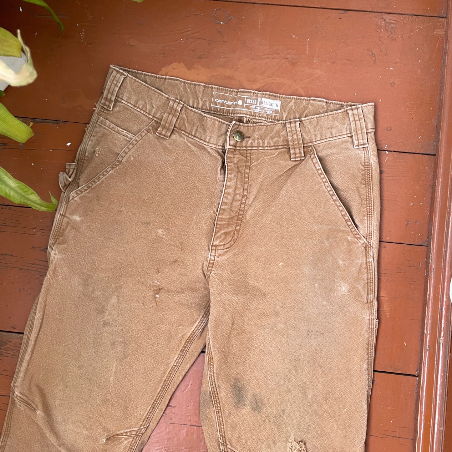 Custom Carhartt Dragon Pants โ Faded Dragon Print on Brown Canvas | Vintage Workwear 1 of 1
