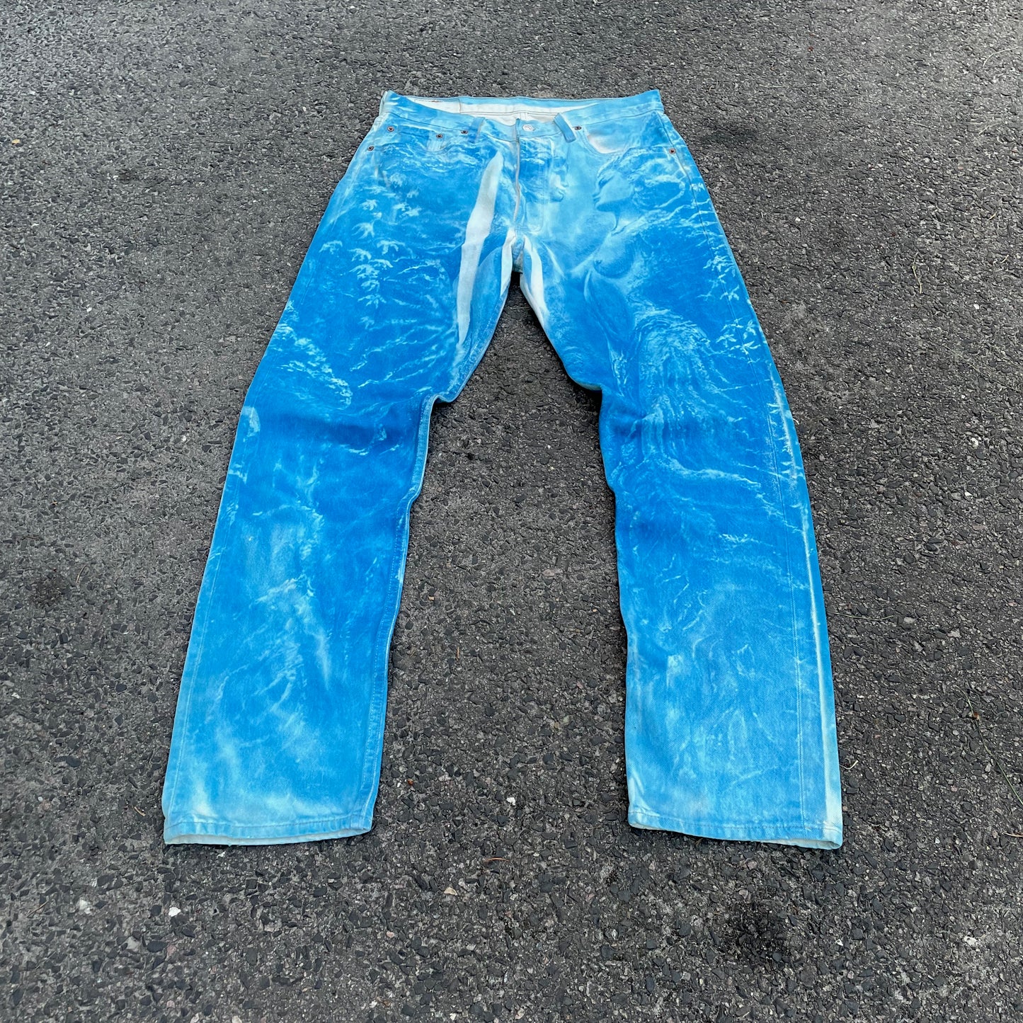 Custom Levi’s Blue Landscape Jeans – Hand-Finished | Vintage Unisex 1 of 1