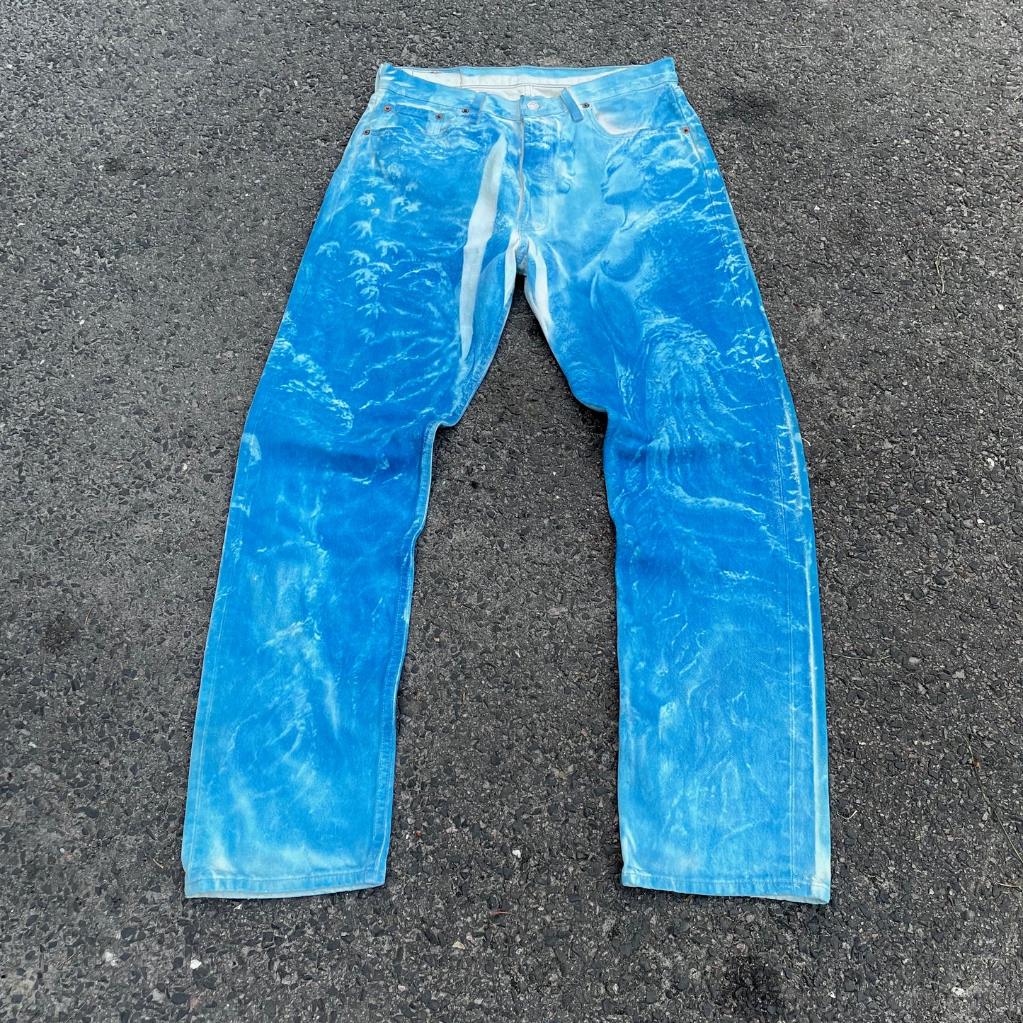 Custom Levi’s Blue Landscape Jeans – Hand-Finished | Vintage Unisex 1 of 1