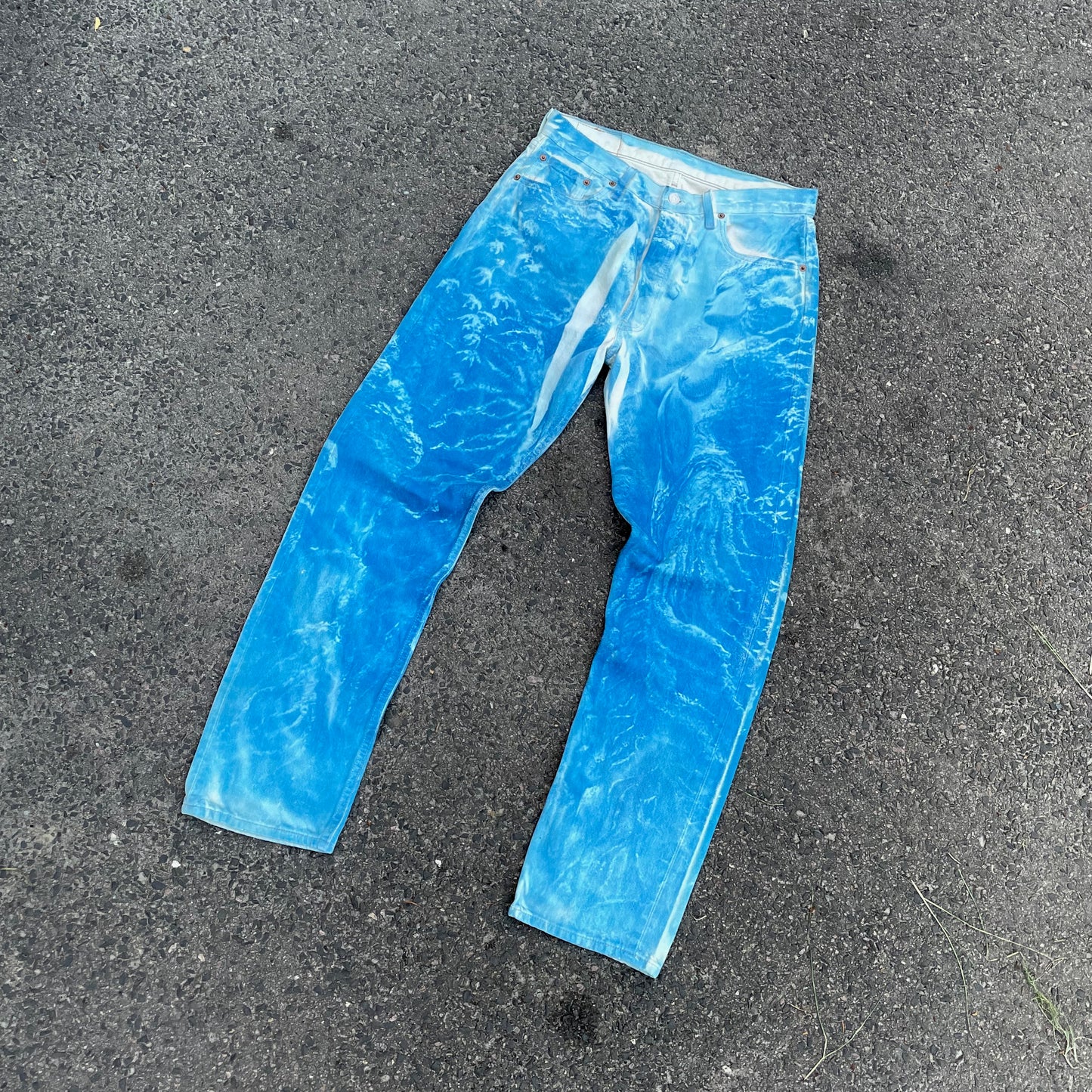 Custom Levi’s Blue Landscape Jeans – Hand-Finished | Vintage Unisex 1 of 1