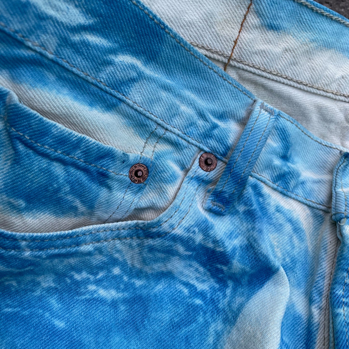 Custom Levi’s Blue Landscape Jeans – Hand-Finished | Vintage Unisex 1 of 1