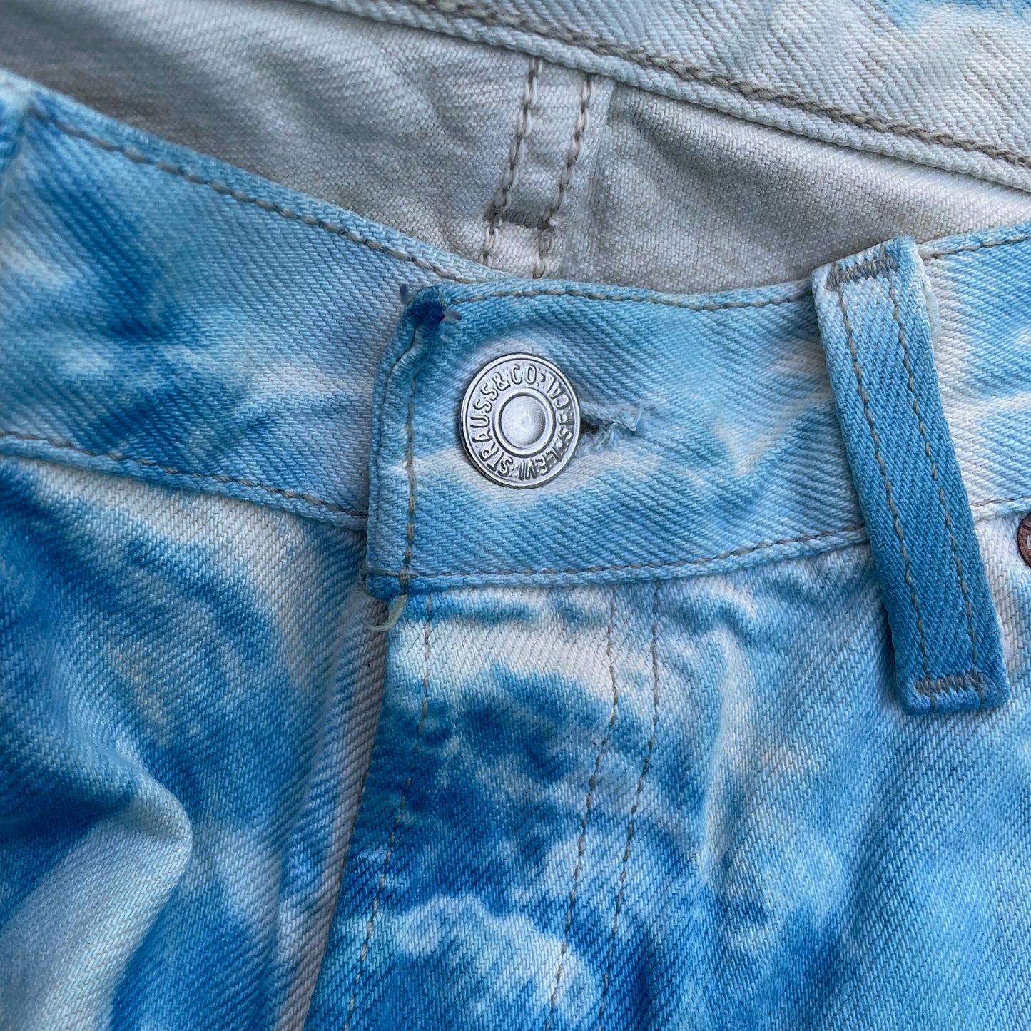 Custom Levi’s Blue Landscape Jeans – Hand-Finished | Vintage Unisex 1 of 1