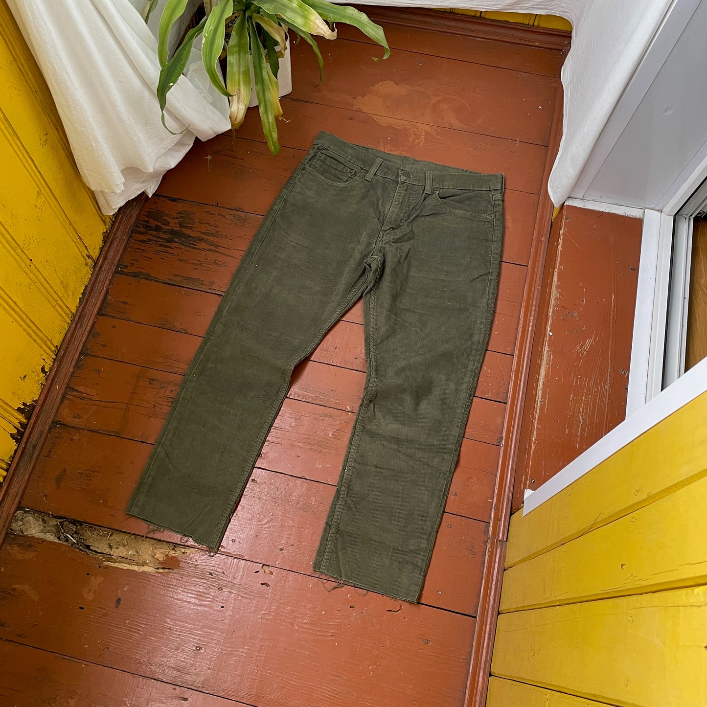 Custom Dickies Dragon Pants โ Handprinted White Dragon on Olive Green Canvas | Vintage Workwear 1 of 1