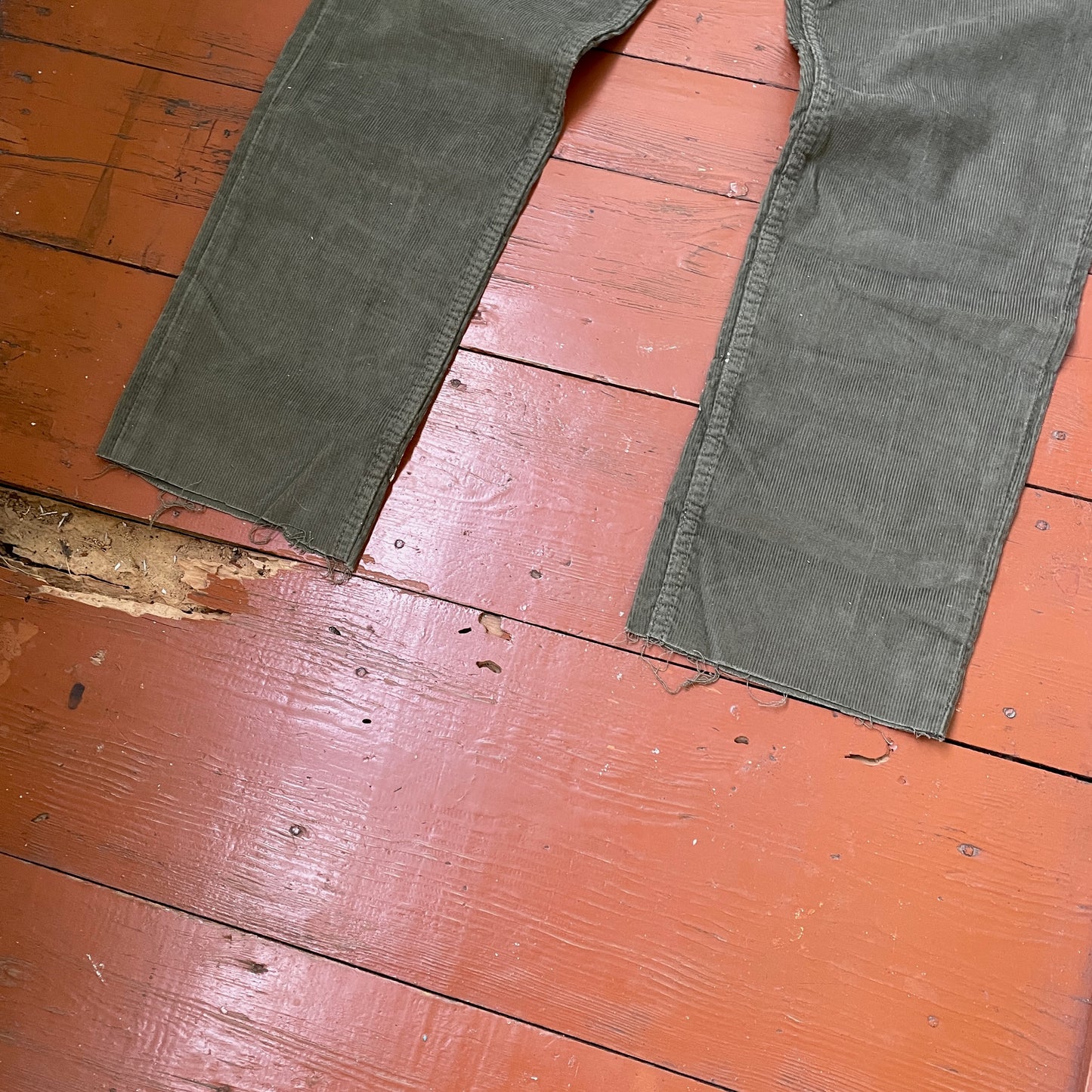 Custom Dickies Dragon Pants โ Handprinted White Dragon on Olive Green Canvas | Vintage Workwear 1 of 1