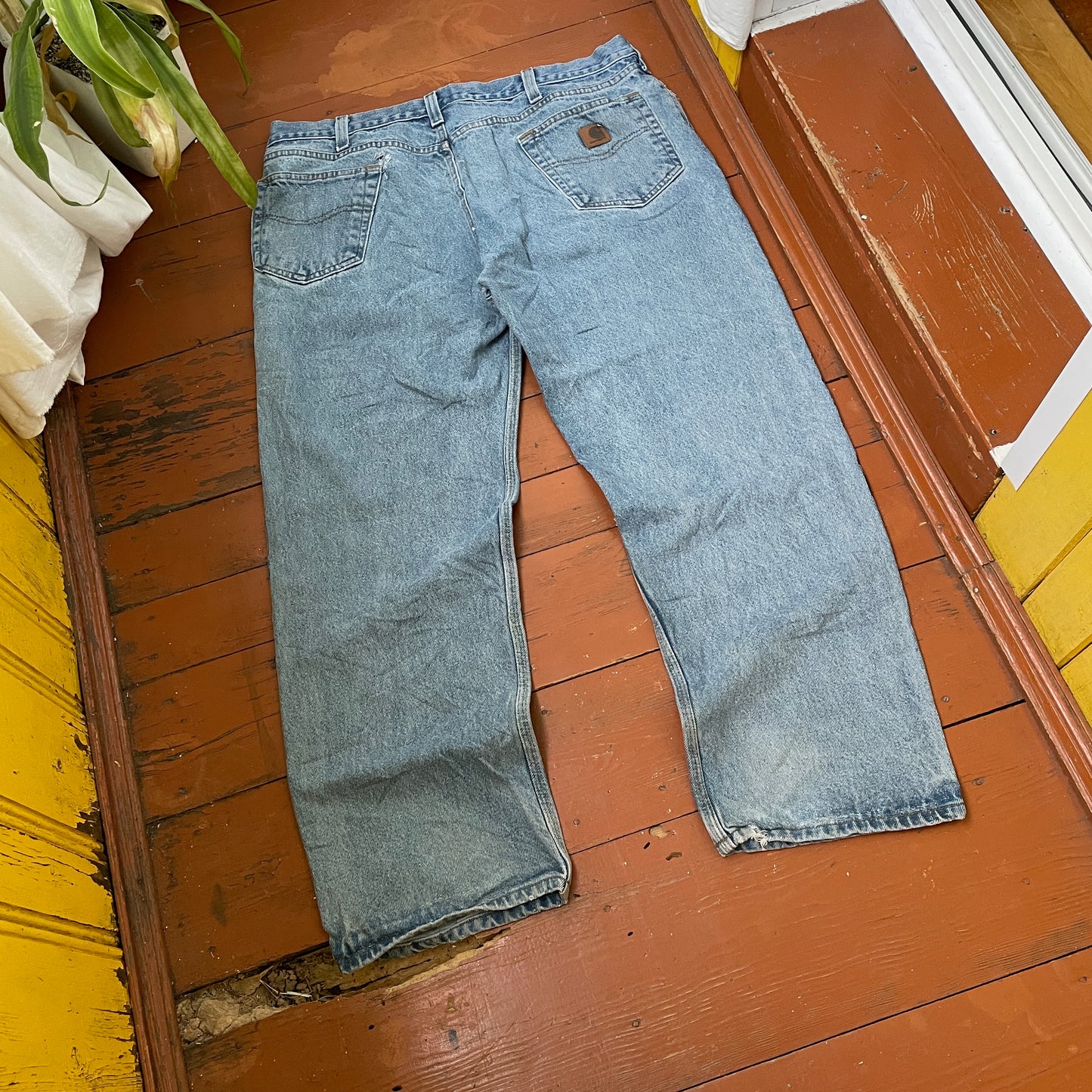 Custom Carhartt Snake Jeans โ 90s Vintage Denim with Black Serpent Print | 1 of 1 Streetwear Art