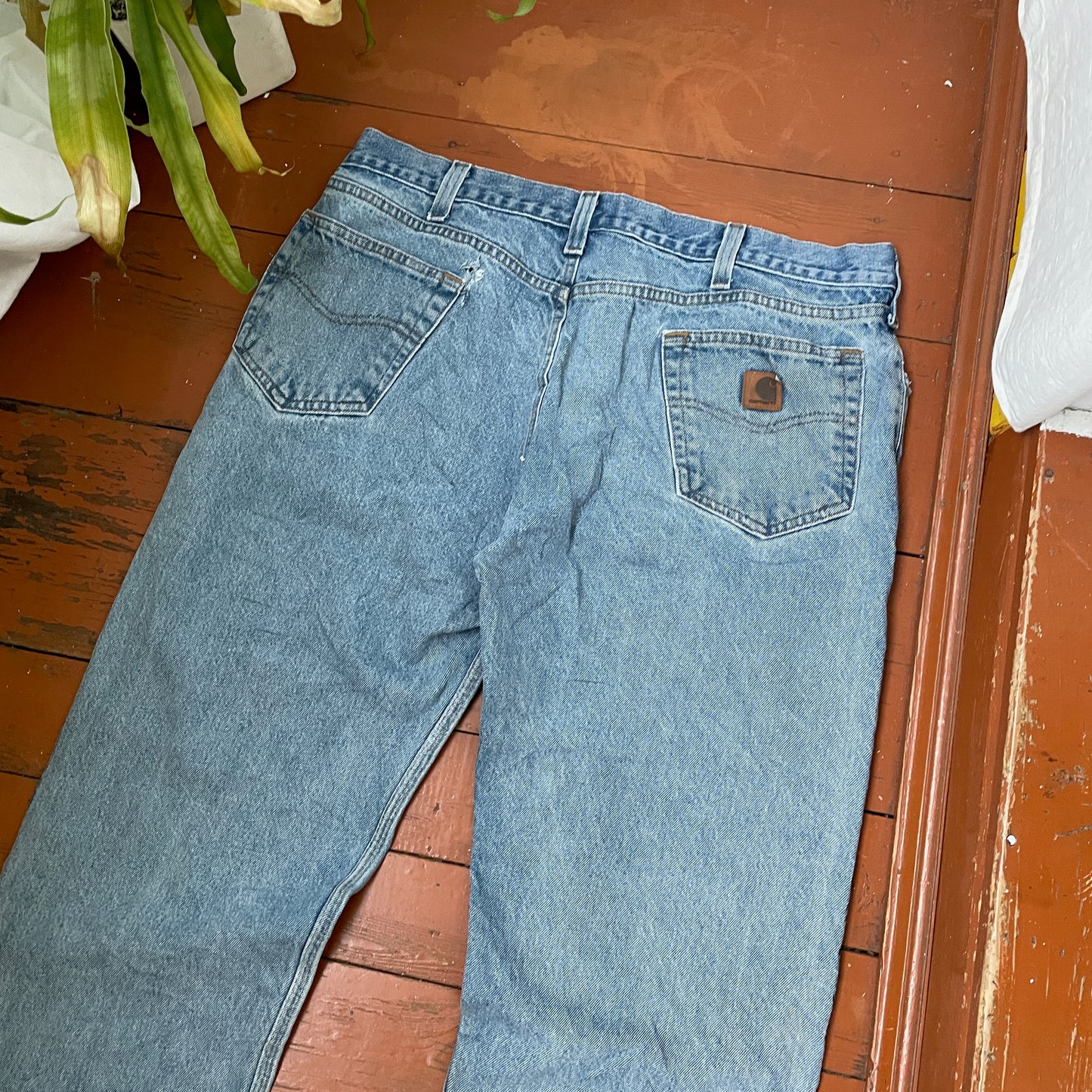 Custom Carhartt Snake Jeans โ 90s Vintage Denim with Black Serpent Print | 1 of 1 Streetwear Art