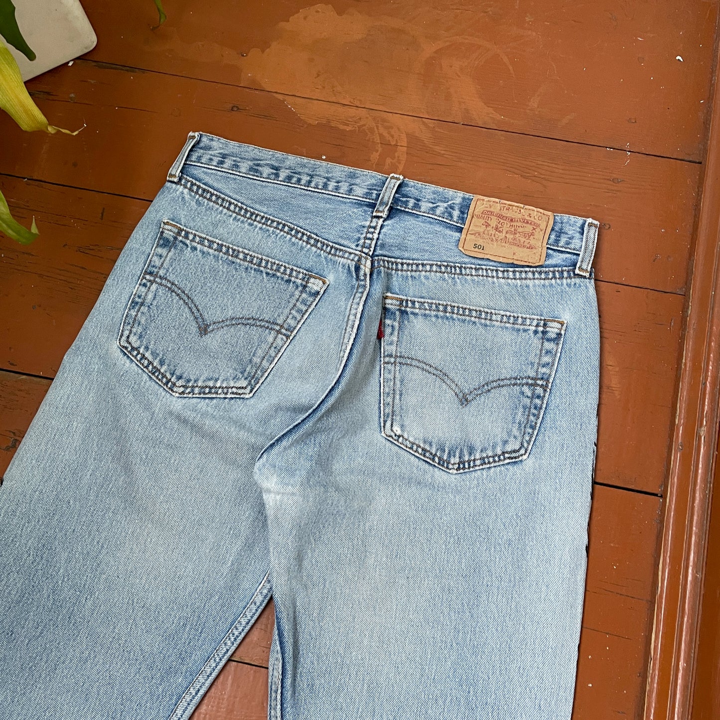 Custom Levi’s Snake Jeans – Faded Blue Denim with Full Black Snake Artwork | Vintage 1 of 1