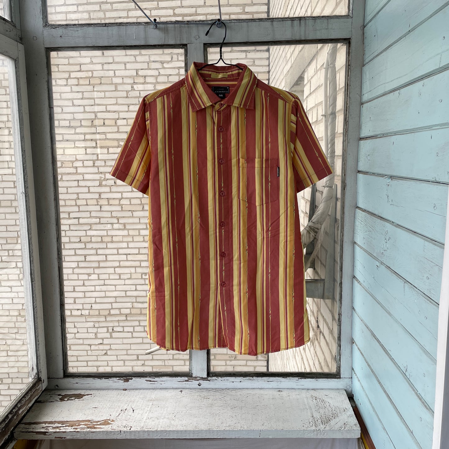 Custom Oakley Dragon Shirt – Striped Short-Sleeve with White Twin Dragon Print | Y2K Retro Streetwear 1 of 1