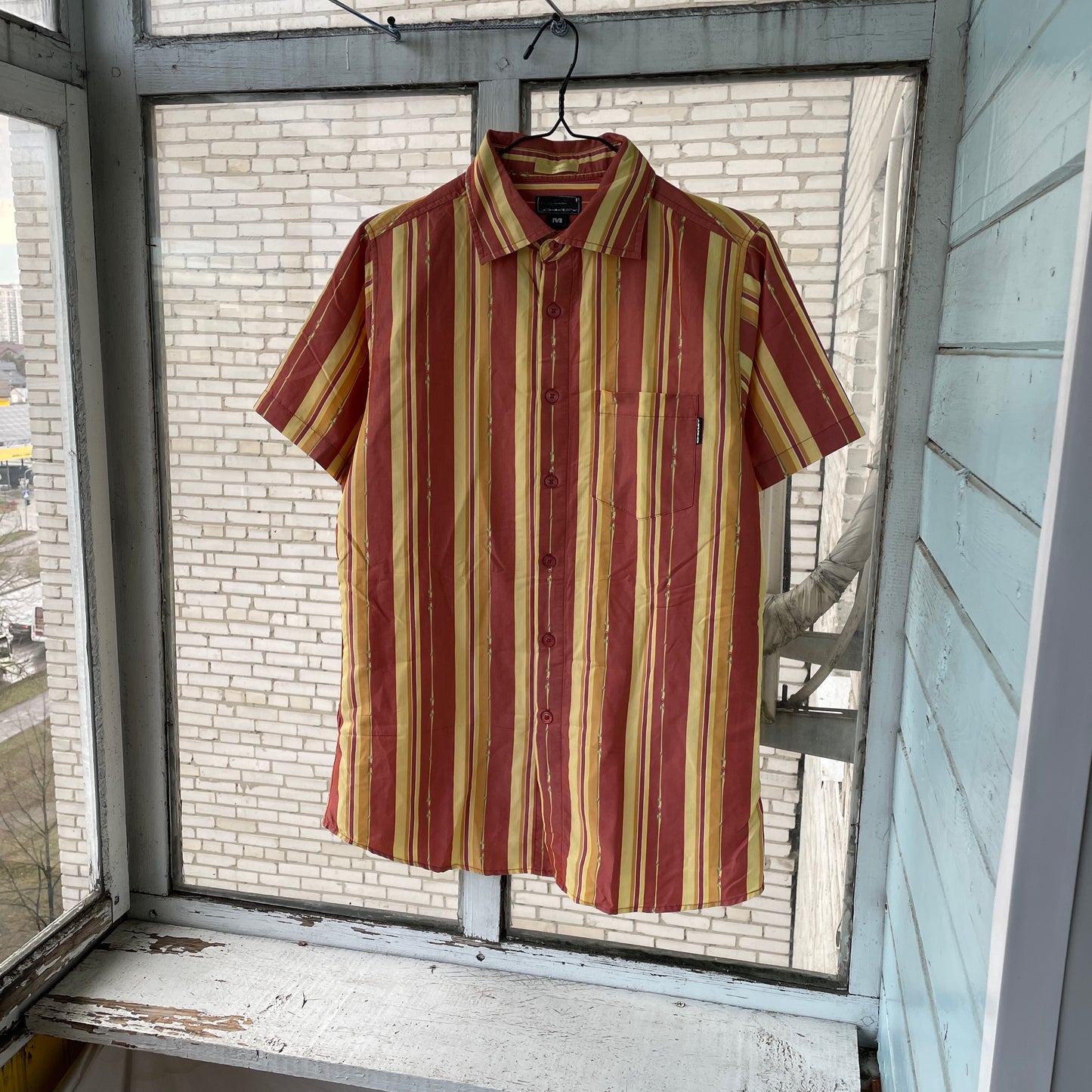 Custom Oakley Dragon Shirt – Striped Short-Sleeve with White Twin Dragon Print | Y2K Retro Streetwear 1 of 1