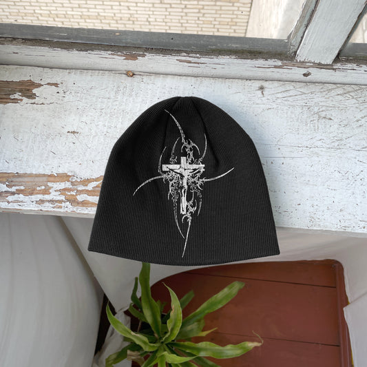 Streetwear Y2K Beanie Hat Grunge ALT Op!um SK8 Skull Cross