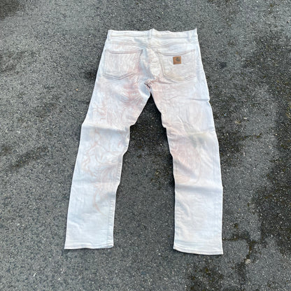Custom Carhartt Phoenix Print Workwear Pants – White with Artwork | 1 of 1 Reworked Denim