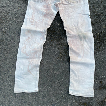 Custom Carhartt Phoenix Print Workwear Pants – White with Artwork | 1 of 1 Reworked Denim