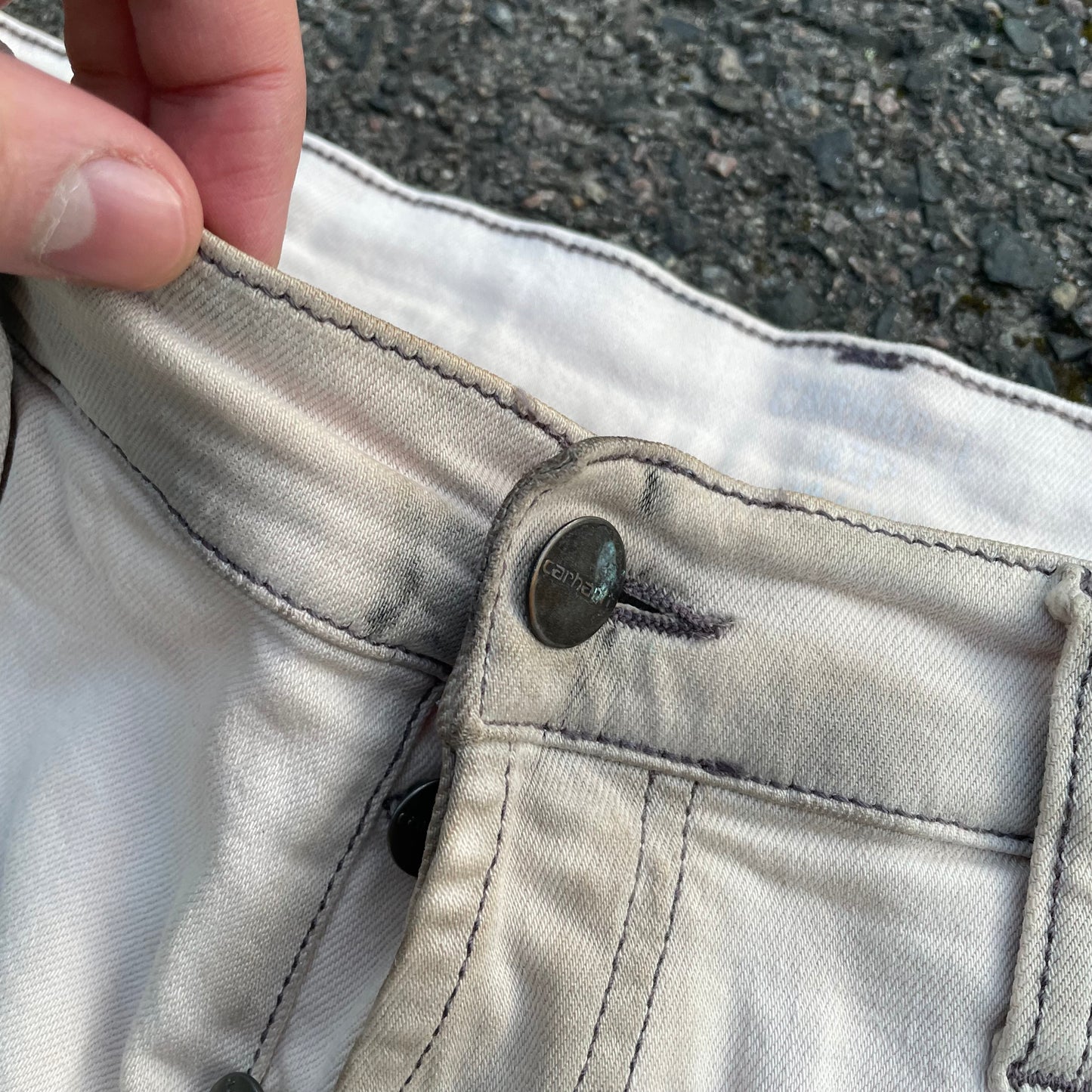 Custom Carhartt Phoenix Print Workwear Pants – White with Artwork | 1 of 1 Reworked Denim