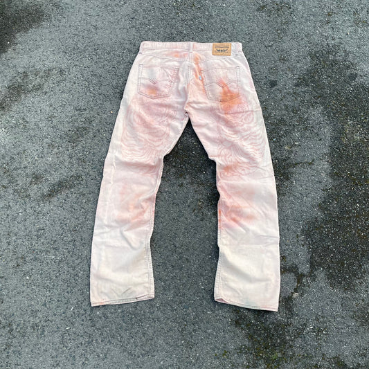 Custom Levi’s Two Tiger Print Jeans – Beige with Artwork | 1 of 1 Reworked Denim