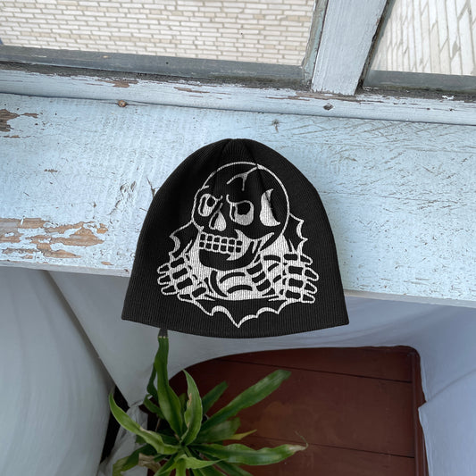 Streetwear Y2K Beanie Hat Grunge ALT Op!um SK8 Skeleton Skull