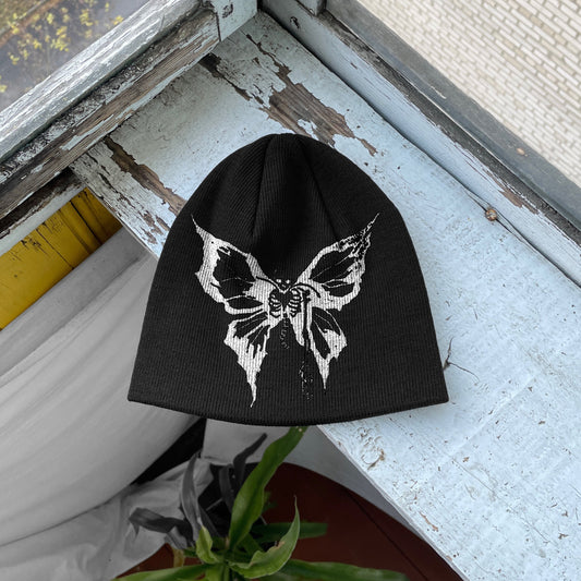 Streetwear Y2K Beanie Hat Grunge ALT Op!um SK8 skeleton batterfly