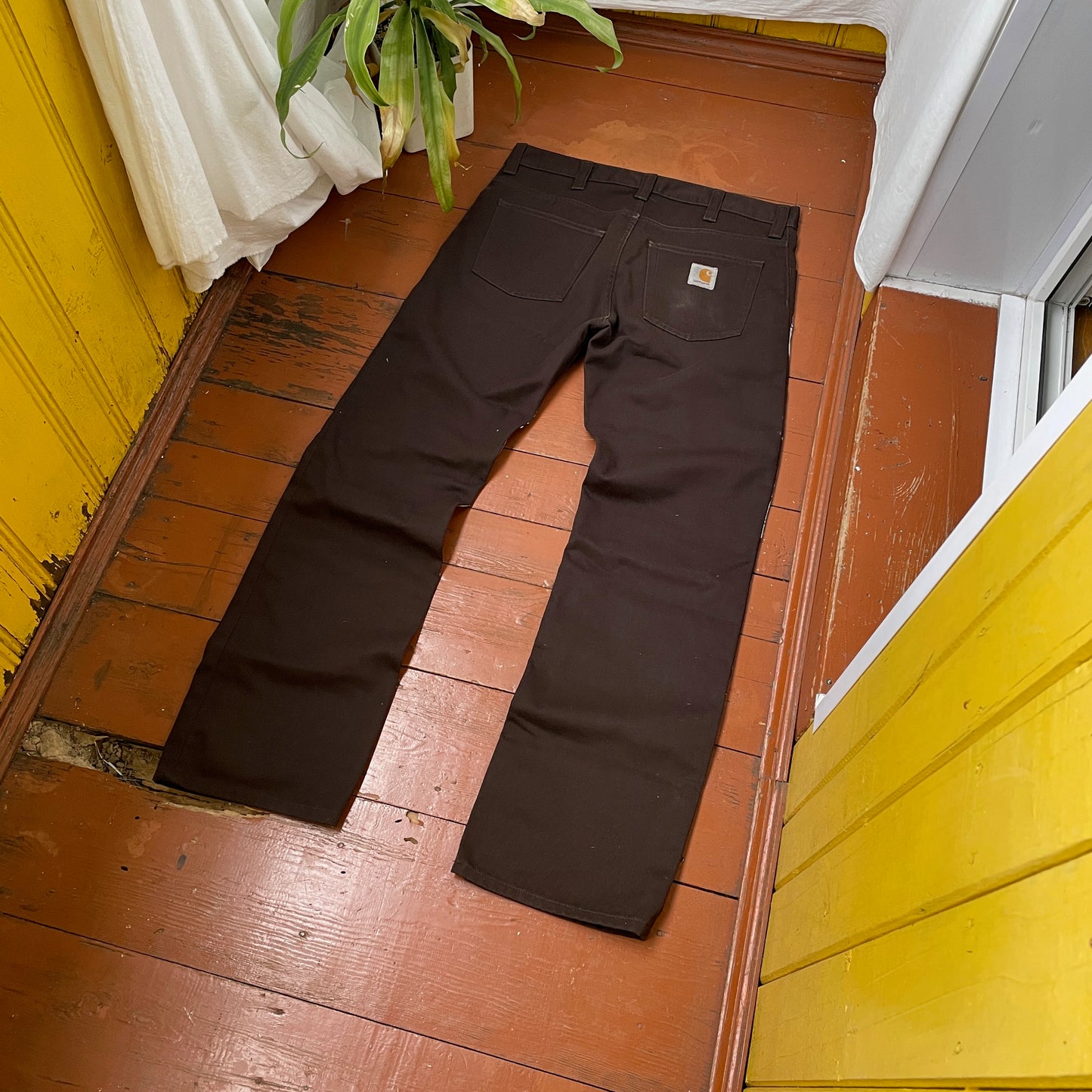 Custom Carhartt Snake Jeans – Handprinted White Serpent on Brown Denim | Alt Streetwear 1 of 1 Pants