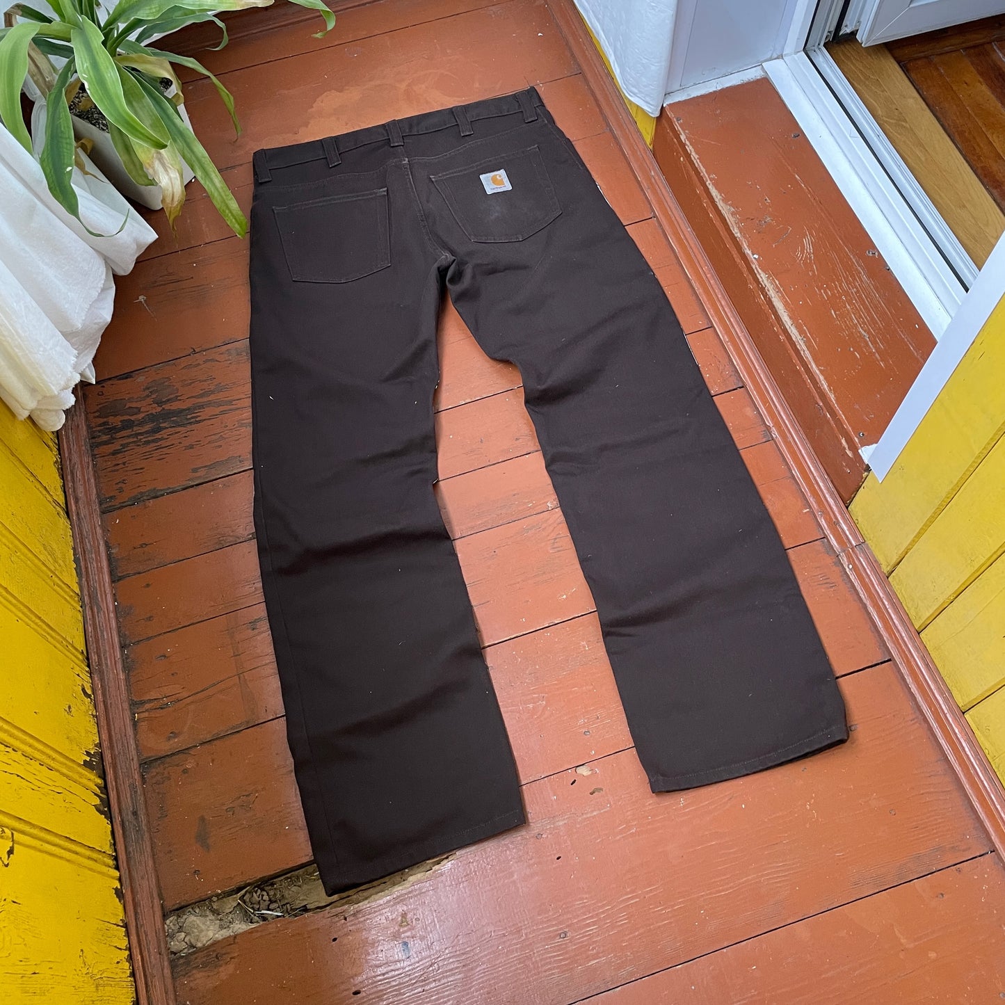 Custom Carhartt Snake Jeans – Handprinted White Serpent on Brown Denim | Alt Streetwear 1 of 1 Pants
