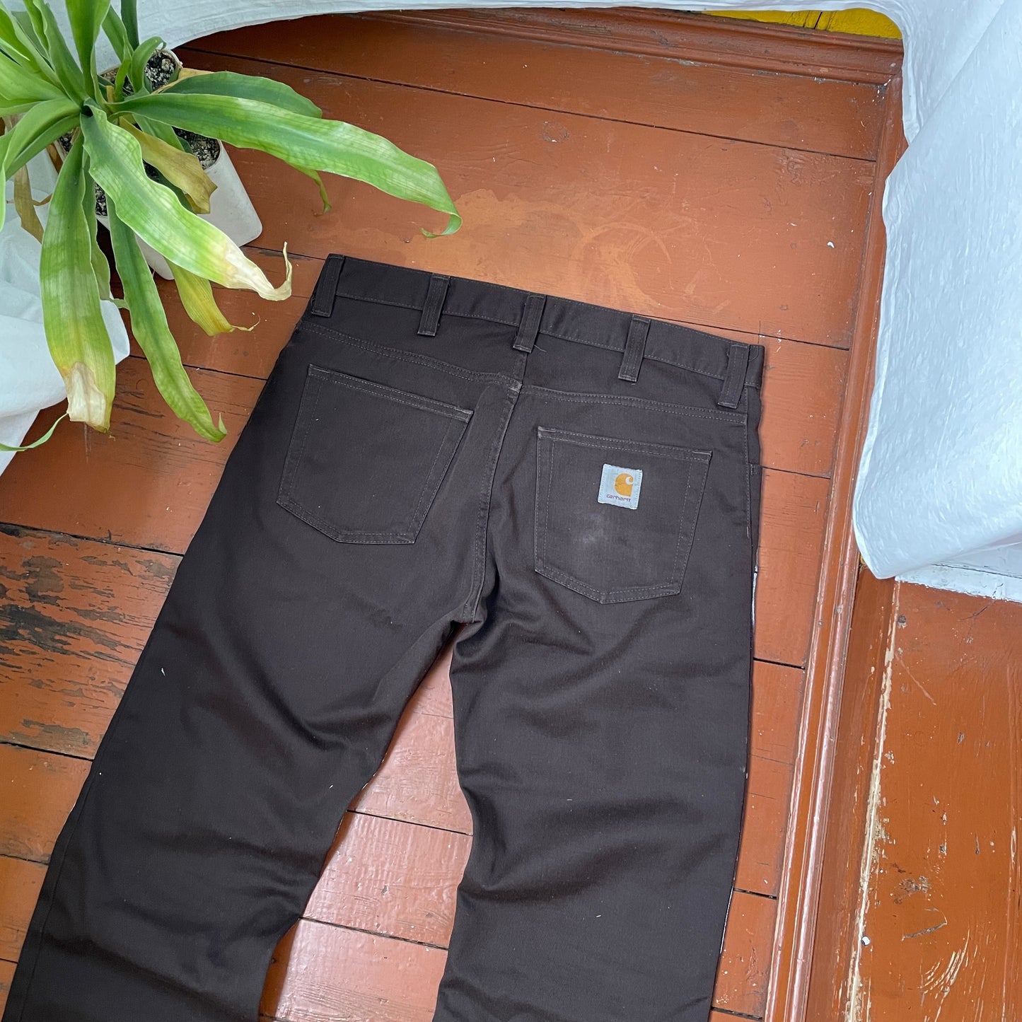 Custom Carhartt Snake Jeans – Handprinted White Serpent on Brown Denim | Alt Streetwear 1 of 1 Pants