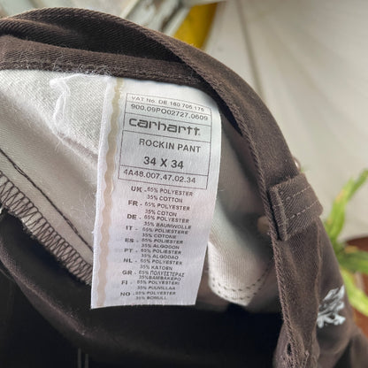 Custom Carhartt Snake Jeans – Handprinted White Serpent on Brown Denim | Alt Streetwear 1 of 1 Pants