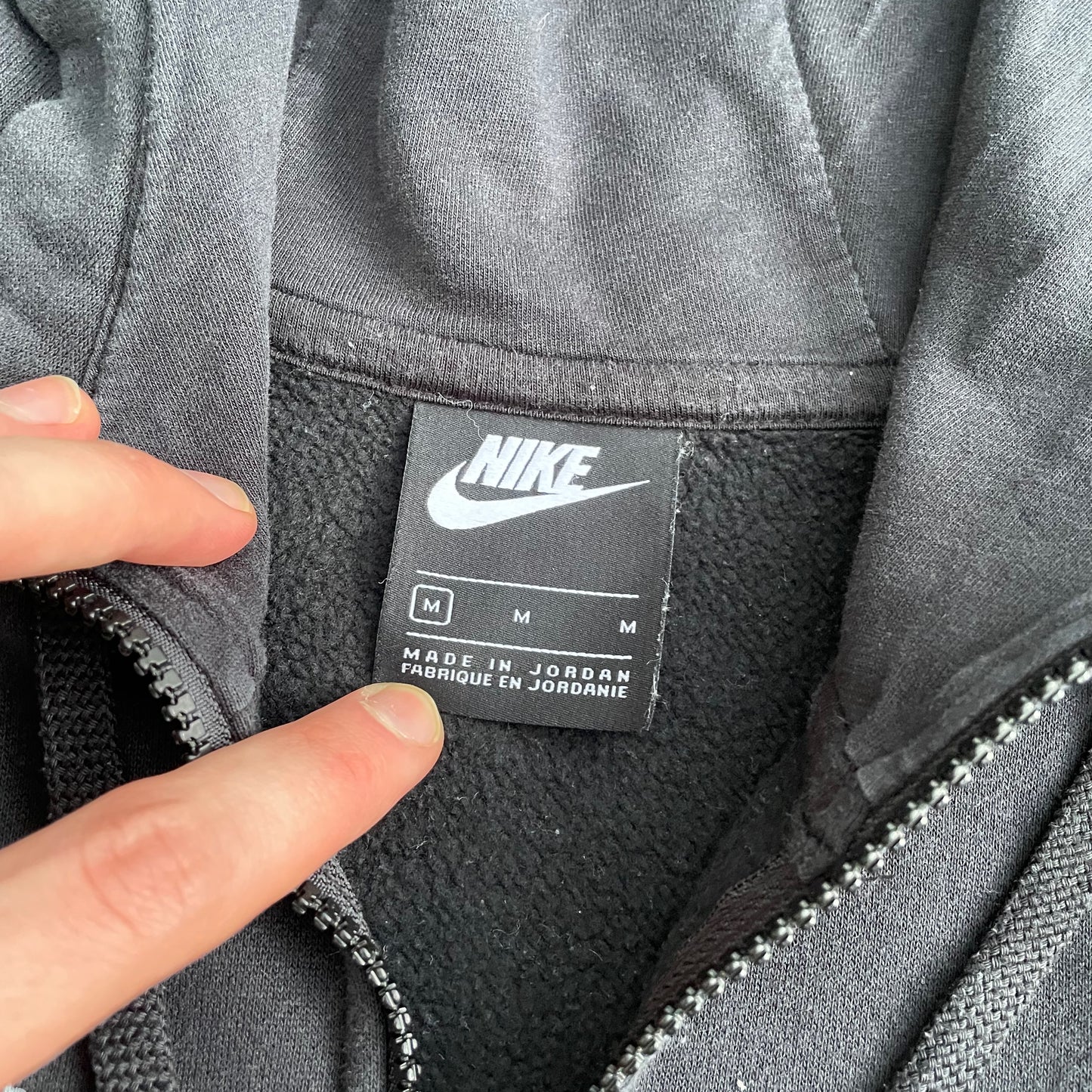Custom Nike Tiger Hoodie – Black Zip-Up with White Tiger Art | Vintage Y2K 1 of 1