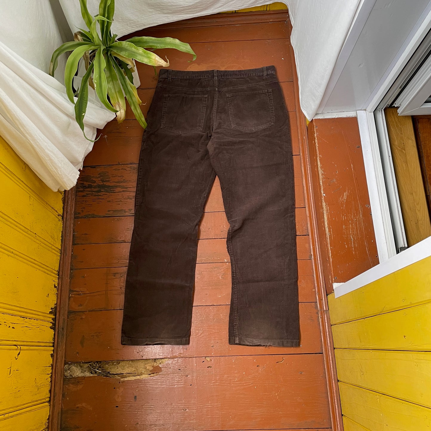 Custom Snake Print Corduroy Pants – Handprinted White Serpent Art on Dark Brown | 1 of 1 Alt Streetwear Rework