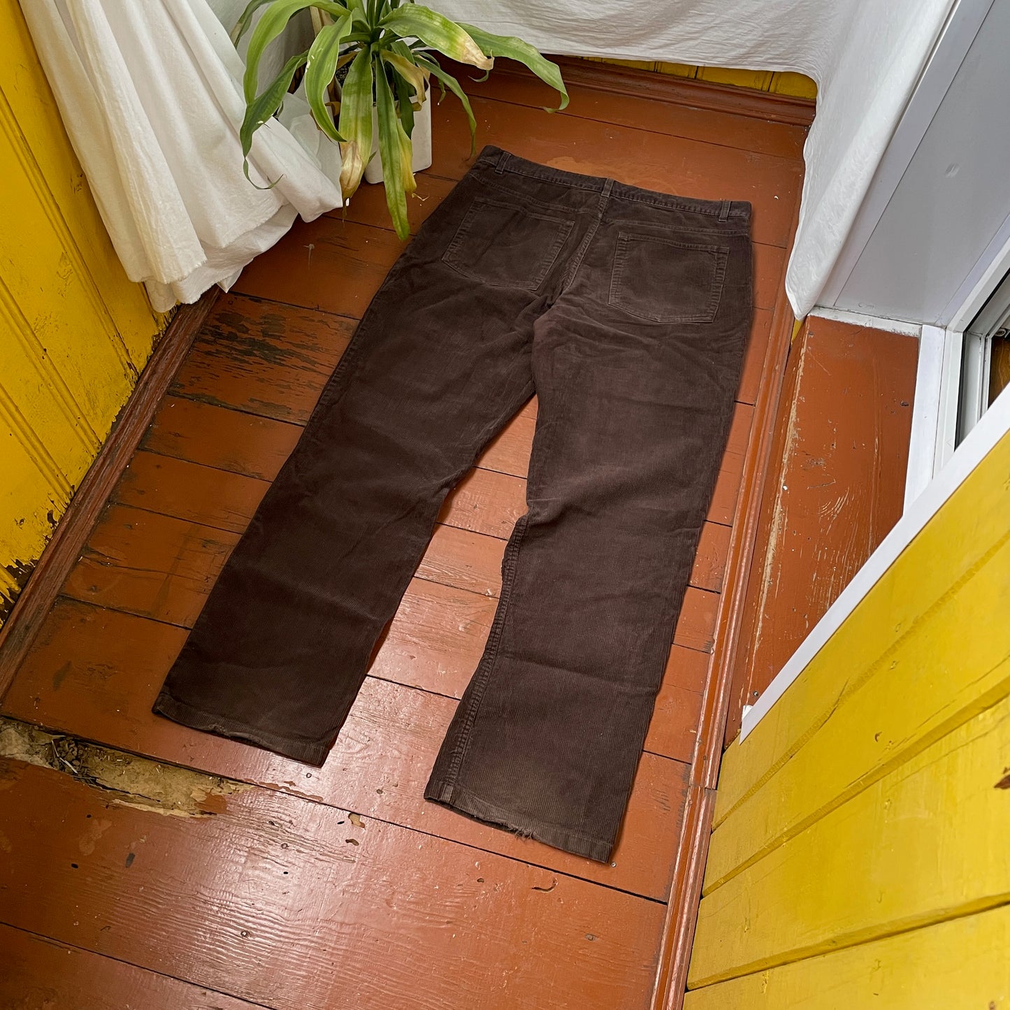 Custom Snake Print Corduroy Pants – Handprinted White Serpent Art on Dark Brown | 1 of 1 Alt Streetwear Rework