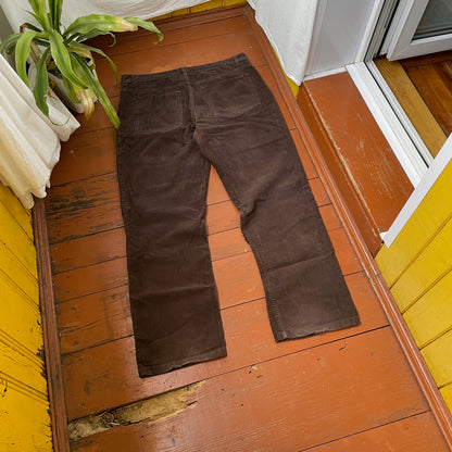 Custom Snake Print Corduroy Pants – Handprinted White Serpent Art on Dark Brown | 1 of 1 Alt Streetwear Rework