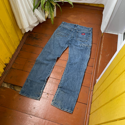 Custom Dickies Snake Jeans – Bleached Serpent Print Denim | Y2K Alt Streetwear 1 of 1 Vintage Grunge Pants