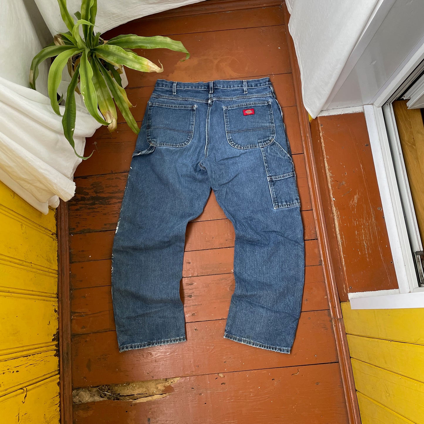Custom Dickies Snake Jeans – White Cobra Print on Distressed Denim | Vintage Workwear Reworked 1 of 1