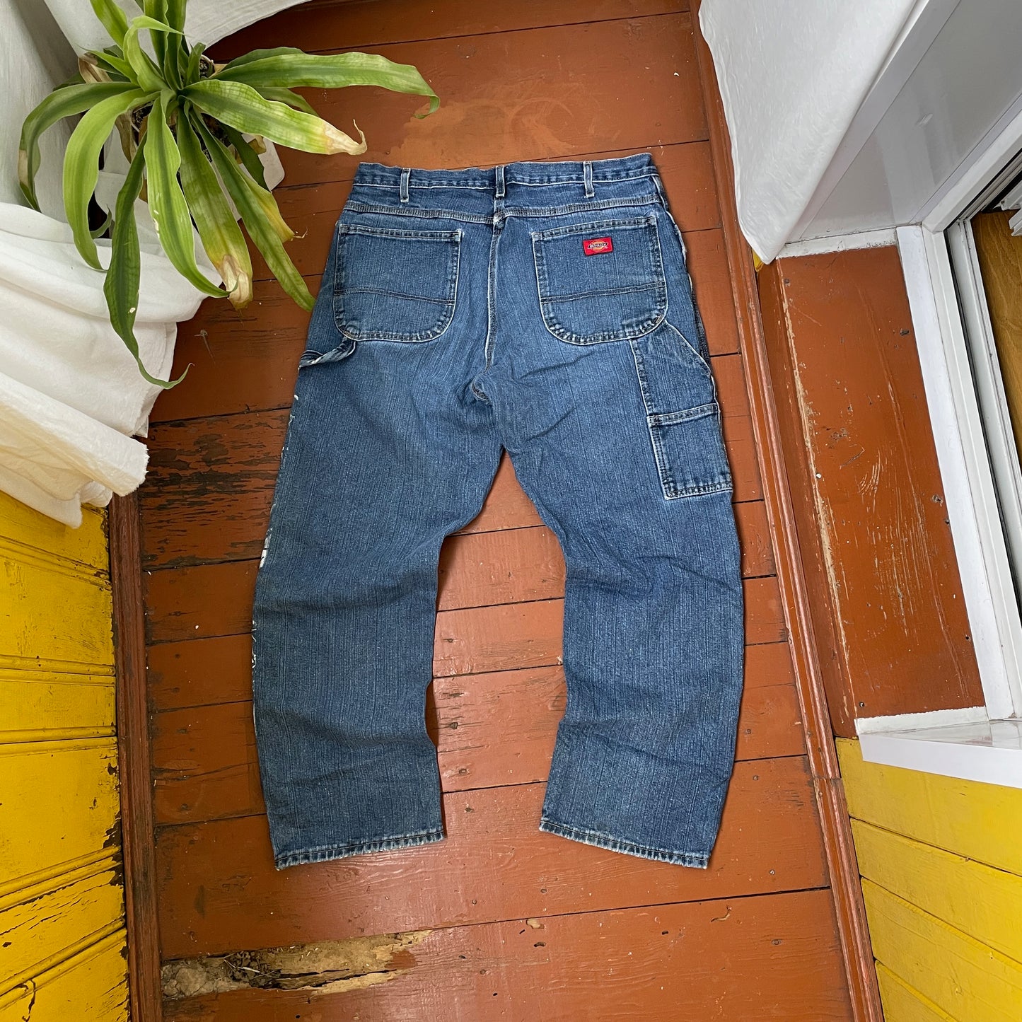 Custom Dickies Snake Jeans – White Cobra Print on Distressed Denim | Vintage Workwear Reworked 1 of 1