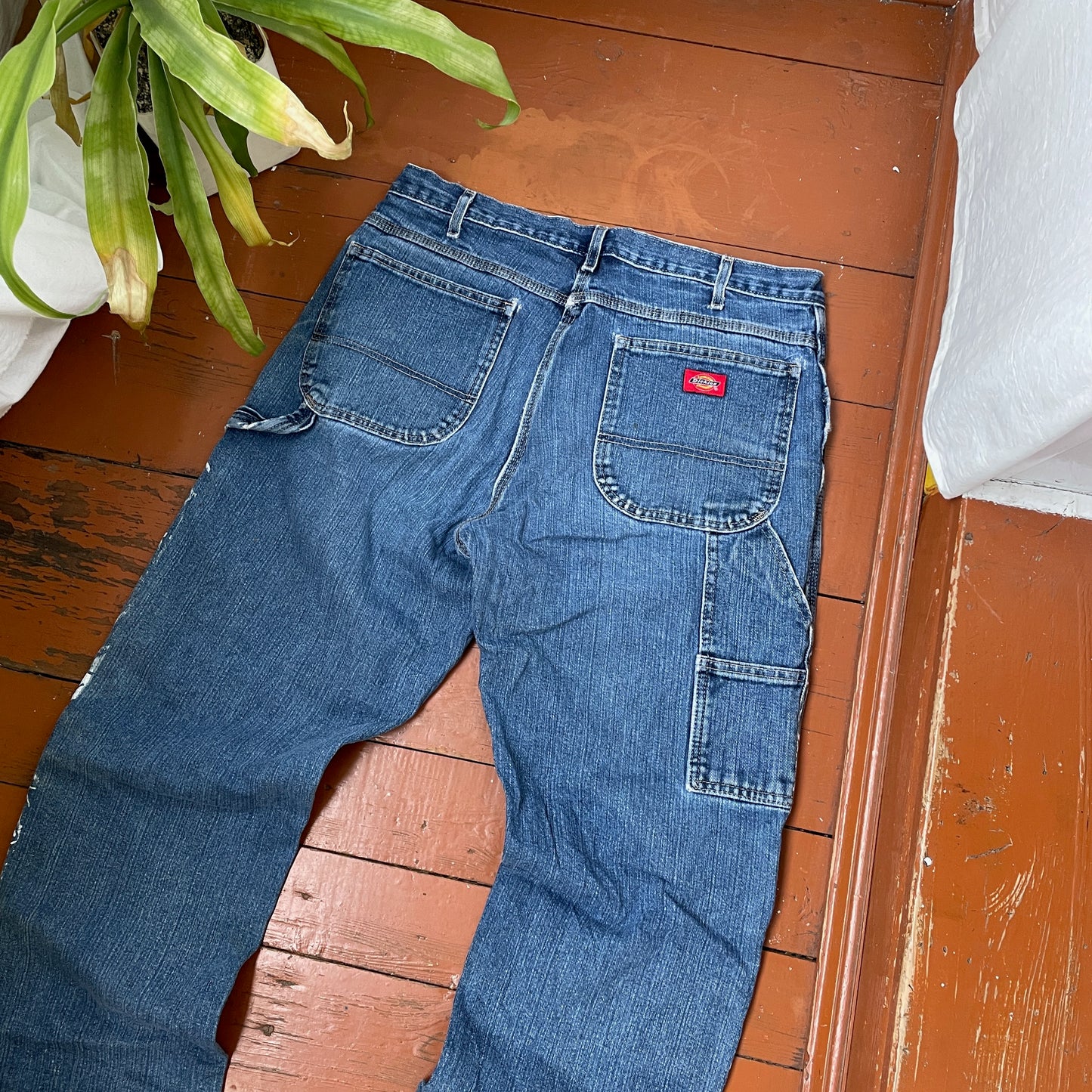 Custom Dickies Snake Jeans – White Cobra Print on Distressed Denim | Vintage Workwear Reworked 1 of 1