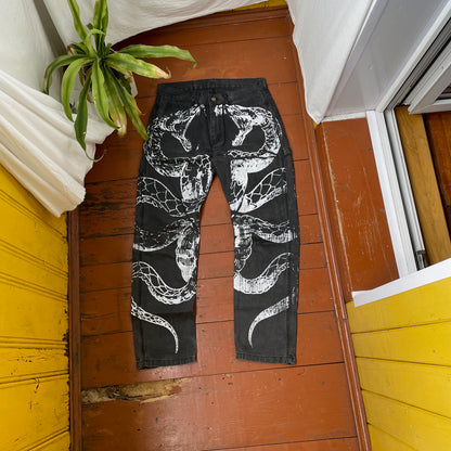 Custom Carhartt Snake Pants – Black Vintage Workwear with White Snake Graphic | 1 of 1 Alt Streetwear
