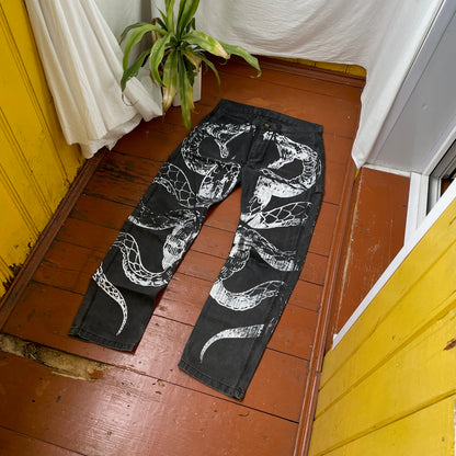Custom Carhartt Snake Pants – Black Vintage Workwear with White Snake Graphic | 1 of 1 Alt Streetwear