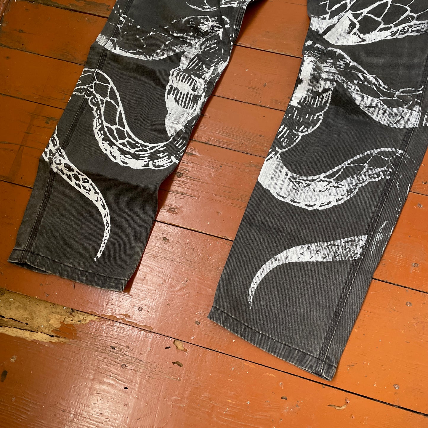 Custom Carhartt Snake Pants – Black Vintage Workwear with White Snake Graphic | 1 of 1 Alt Streetwear