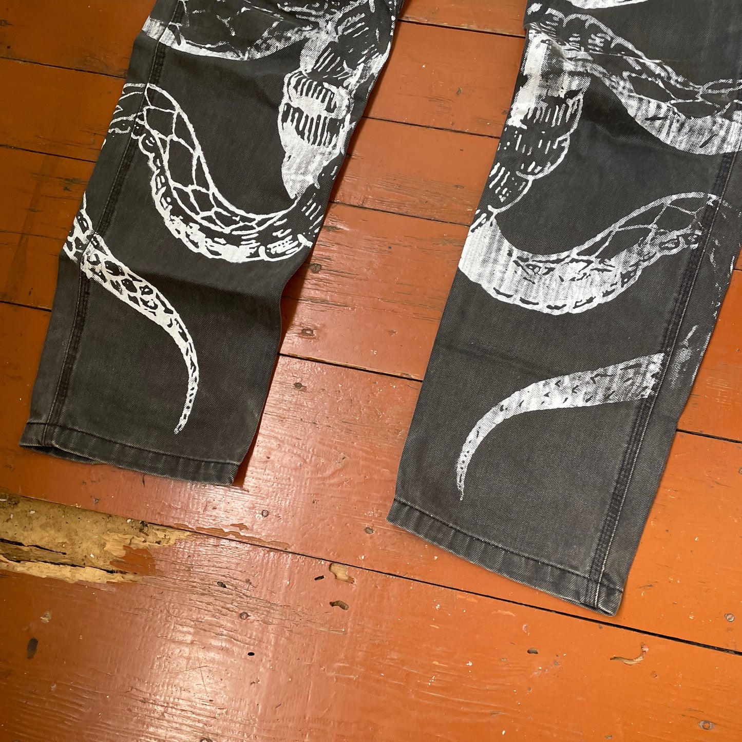 Custom Carhartt Snake Pants – Black Vintage Workwear with White Snake Graphic | 1 of 1 Alt Streetwear