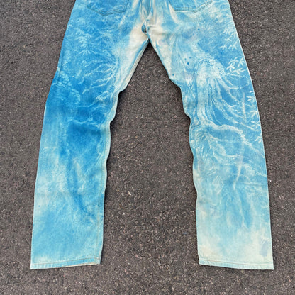 Custom Levi’s 501 Jeans – Washed Blue Landscape Art | Vintage 1 of 1