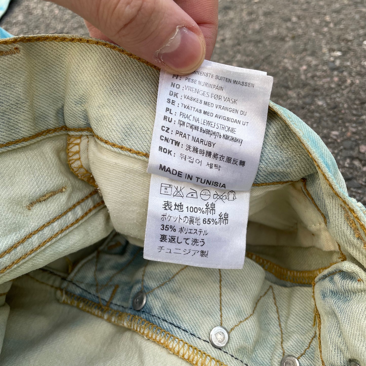 Custom Carhartt Dragon Jeans – Washed Blue Dragon Art | Vintage Workwear 1 of 1