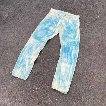 Custom Carhartt Dragon Jeans – Washed Blue Dragon Art | Vintage Workwear 1 of 1