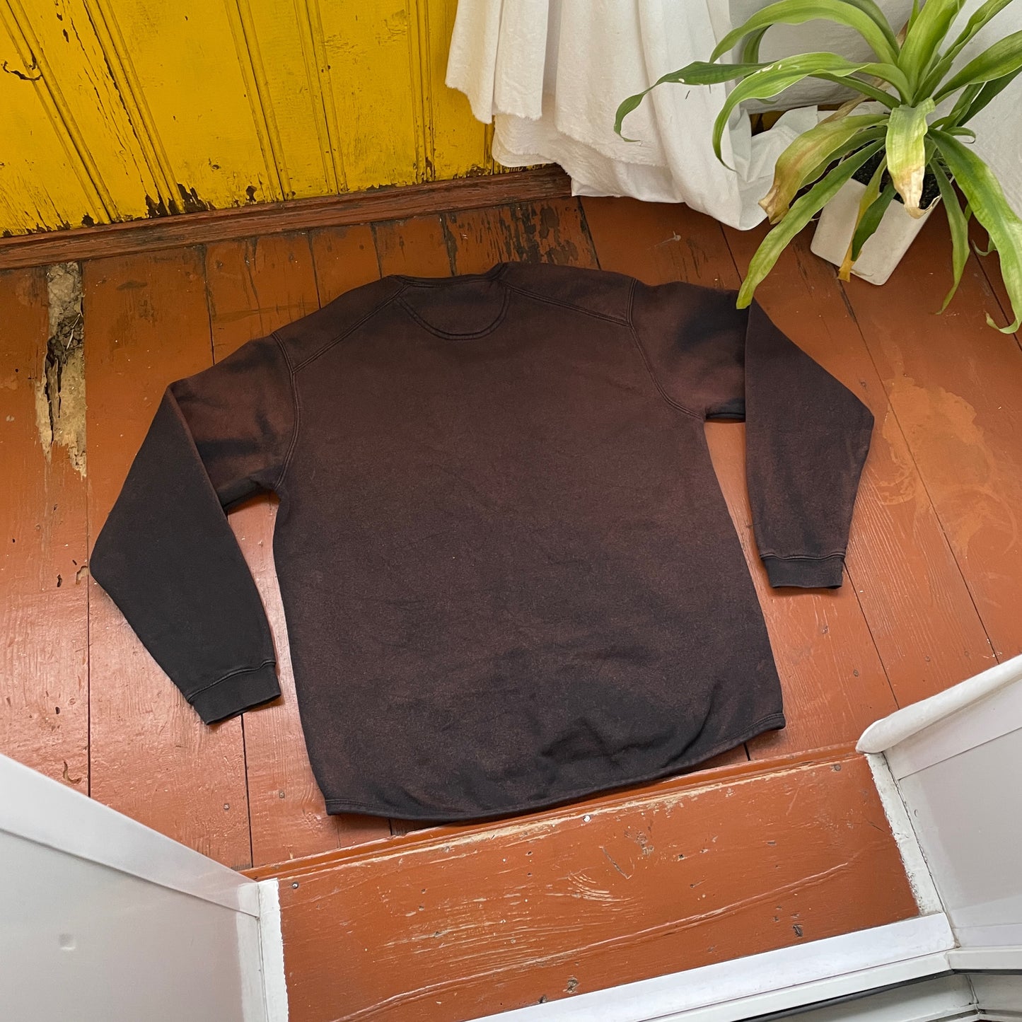 Custom Russell Spider Crewneck – Hand-Printed Black Tarantula on Bleached Faded Sweatshirt | Vintage Fit