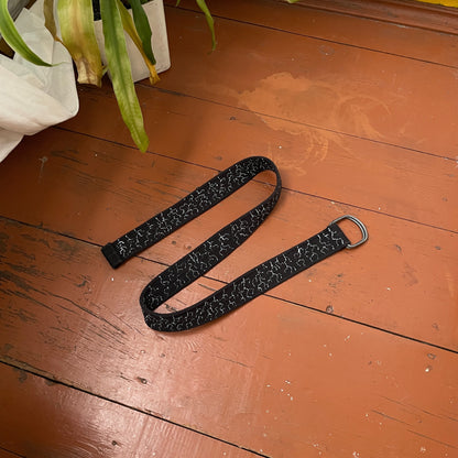 Custom Black Canvas Double Ring Belt – Hand-Printed Crosses | Adjustable 40 in Length | Alt Streetwear Accessory