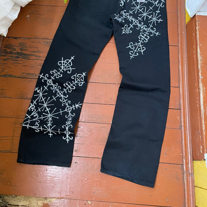 Custom Carhartt Black Pants – Handprinted Cross | Vintage Workwear 1 of 1