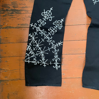 Custom Carhartt Black Pants – Handprinted Cross | Vintage Workwear 1 of 1