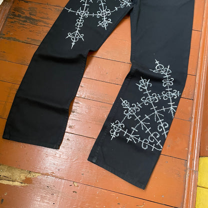 Custom Carhartt Black Pants – Handprinted Cross | Vintage Workwear 1 of 1