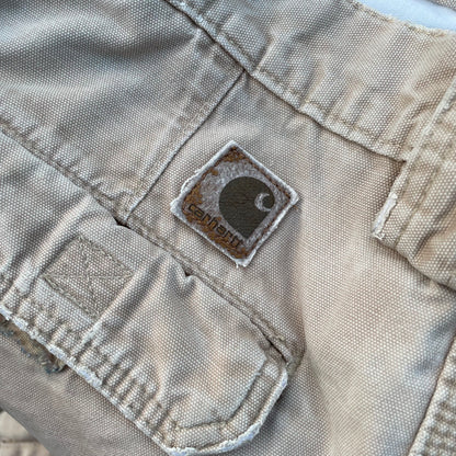 Custom Carhartt Cargo Shorts – Beige Canvas with Back Skeleton Print | Vintage Workwear 1 of 1