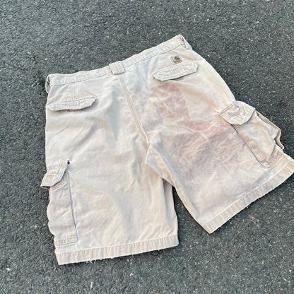 Custom Carhartt Cargo Shorts – Beige Canvas with Back Skeleton Print | Vintage Workwear 1 of 1